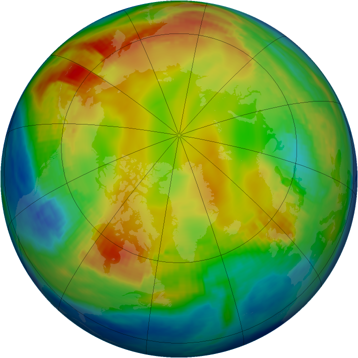 Arctic ozone map for 22 January 1988